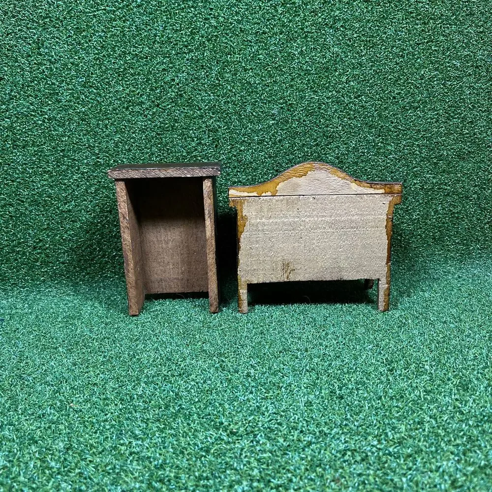 Vintage Miniature Wooden Cabinet Dollhouse Furniture